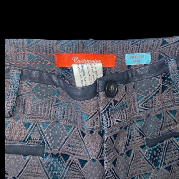 Cartonnier Anthropologie Charlie Ankle Jacquard Textured Geometric Pants size 4 - Picture 5 of 6